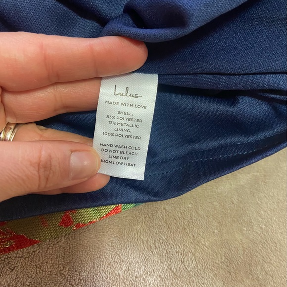 NWOT Lulus So Stunning Navy Blue Floral Jacquard Puff Sleeve Mini Dress - Picture 5 of 11